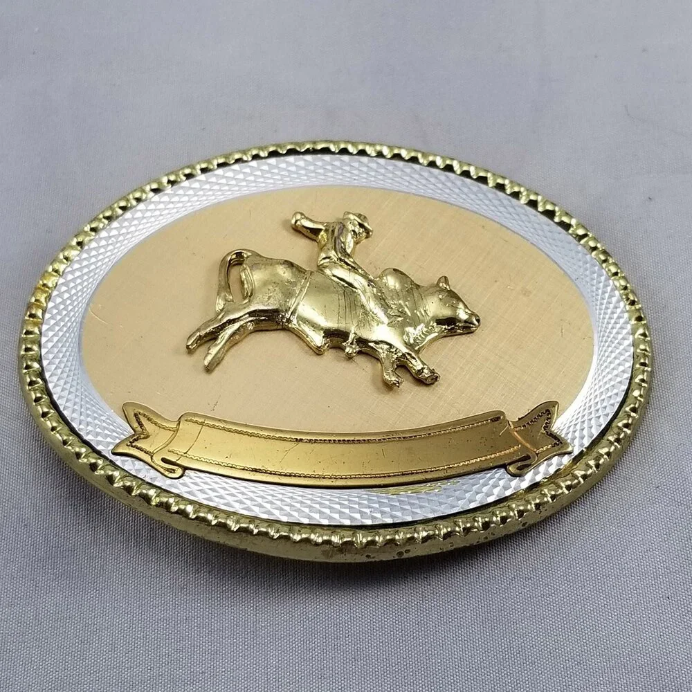 Belt Buckle Oval Bull Rider Rope Border Rodeo Western‎ Cowboy - Picture 4 of 8